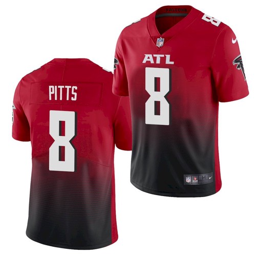 Men's Atlanta Falcons #8 Kyle Pitts Red and Black NFL 2021 Draft Vapor Untouchable Limited Stitched Jersey